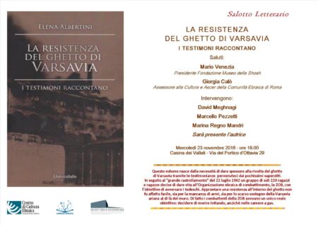 Salotto Letterario “La Resistenza del Ghetto di Varsavia. I Testimoni raccontano”