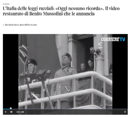 “1938 – La storia” dal 17 ottobre presso la Casina dei Vallati